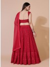 Red A-Line Lucknowi Chikankari Work Stitched Lehenga Choli